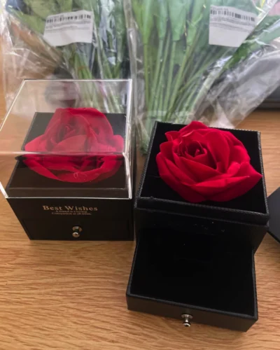 Click to view full screen Rosa Eterna con Collar "Te Amo" en 100 Idiomas photo review