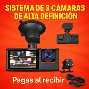 Sistema de 3 Cámaras de Alta Definición Para Vehículo – Frontal, Trasera e Interior