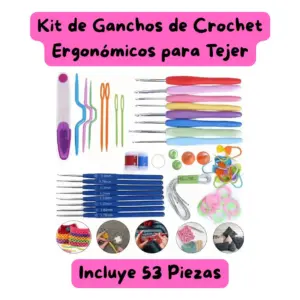 Kit de Ganchos de Crochet Ergonómicos para Tejer – 53 Piezas