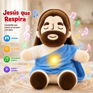 Peluche Jesús con Respiración Calmante y Luz Reconfortante