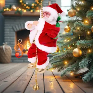 Santa Claus Escalador con Movimiento para Decoración Navideña