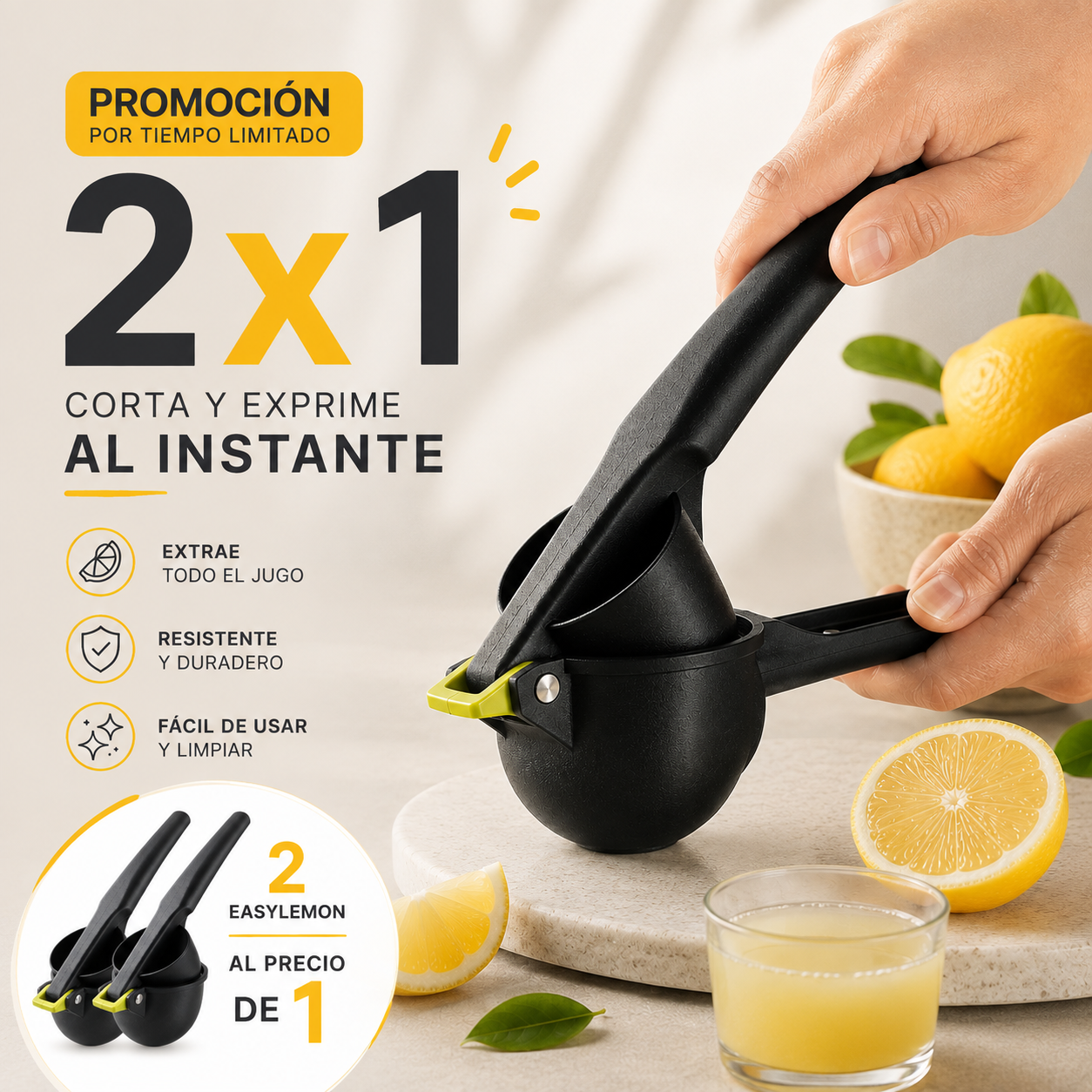 EasyLemon – Exprimidor y Cortador 2×1 🍋