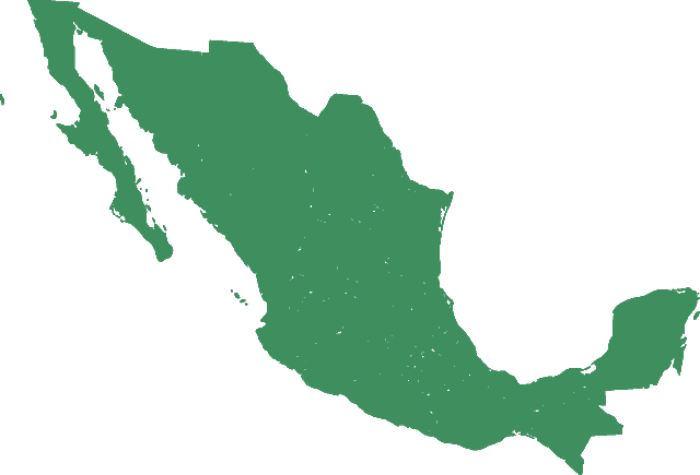 Mapa de México completo resaltado: cobertura nacional con pago en línea